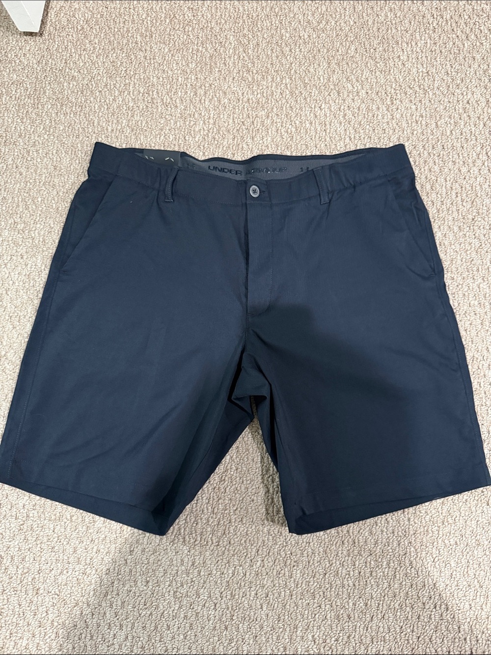 Under Armour Men's Navy Flat-Front Performance Shorts